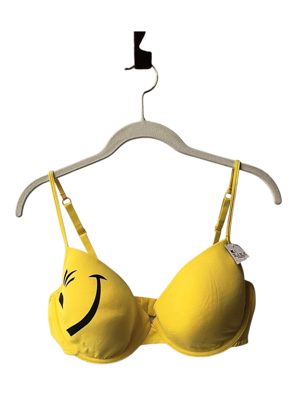 Joe Boxer Novelty Yellow Smiley Push-Up Underwire Lightly Lined Bra 38DD NWT
